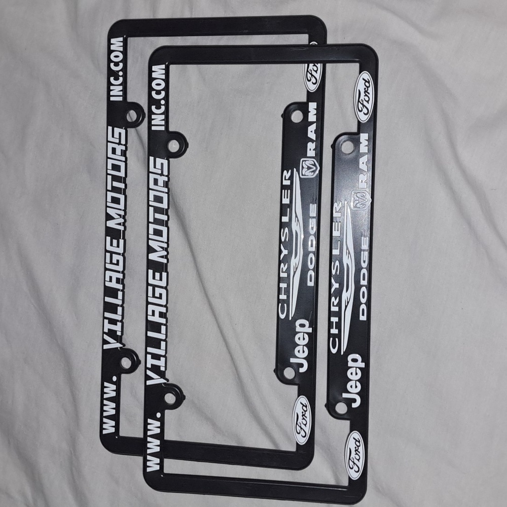 Village Motors License Plate Frames Pair Dealership Holmes County Ohio Jeep Ford